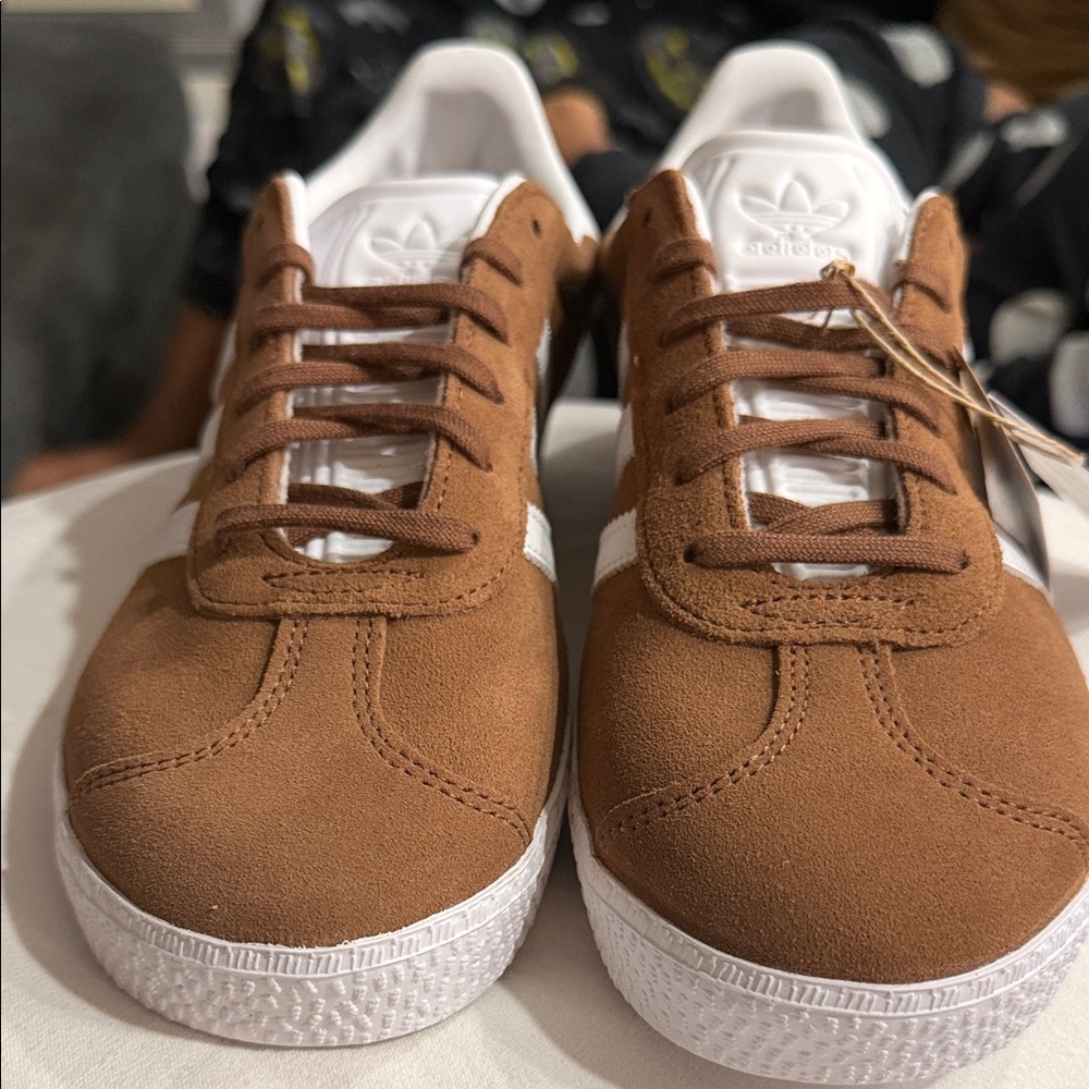 Adidas Brown and White Suede Sneakers